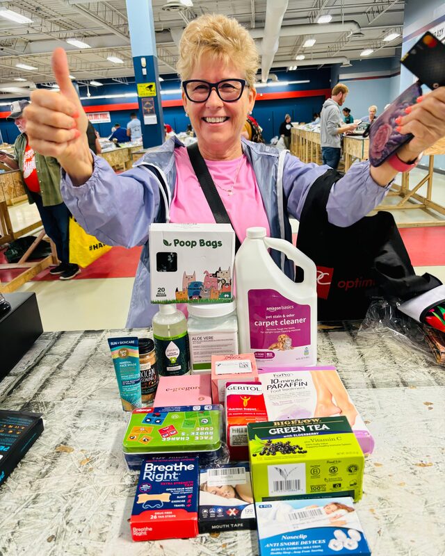 A Krazy Binz shopper with a bargain she found in store