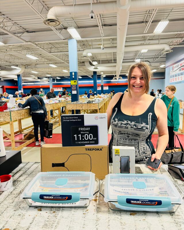 A Krazy Binz shopper with her treasure find
