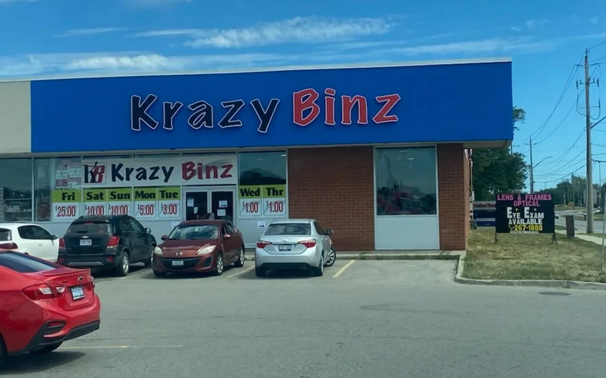 Krazy Binz Cambridge storefront at 425 Hespeler Rd