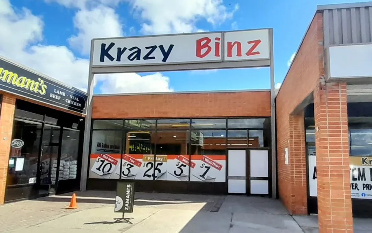 Krazy Binz Newmarket storefront at 16925 Yonge St
